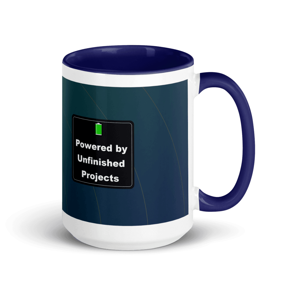 Powered by Unfinished Projects Colour-Inside Mug