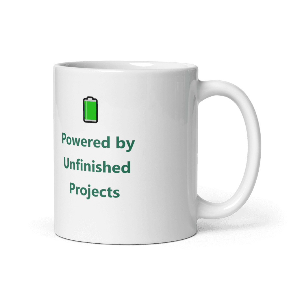 Powered by Unfinished Projects Mug