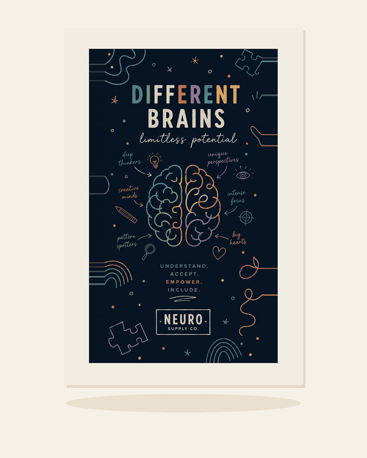 Different Brains, Limitless Potential — Printable Wall Art